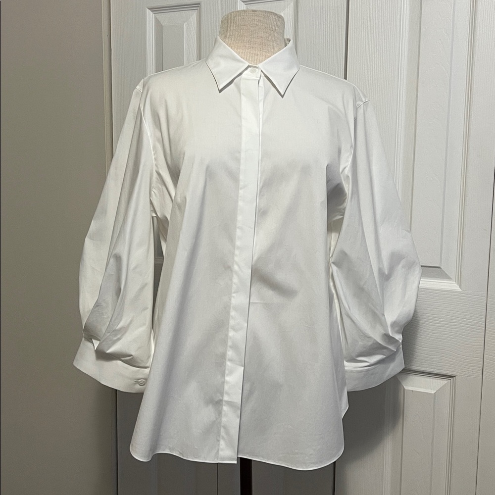 Classic White Lafayette 148 New York Women’s Button Down Shirt Size 14